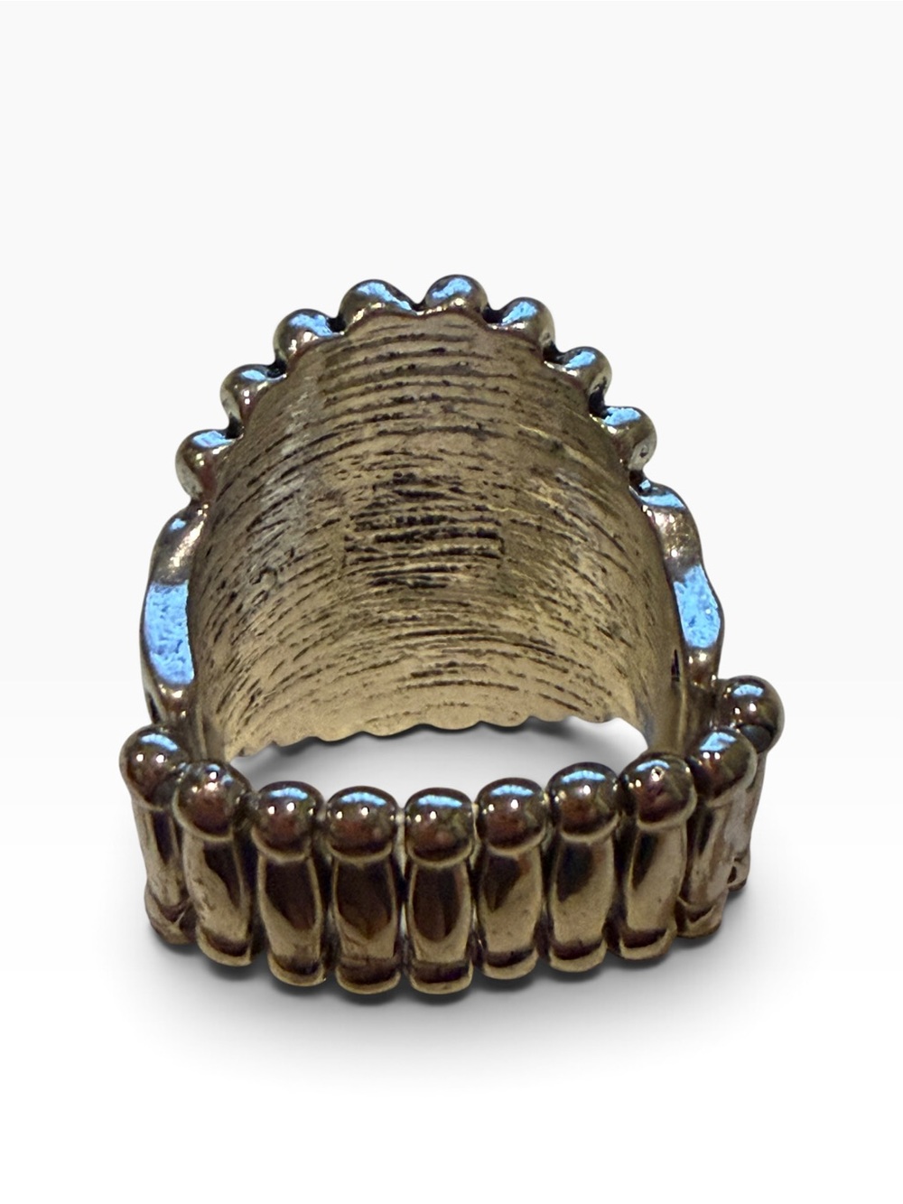 Turquoise Color Stretch Ring Silver Tone Western Boho Southwestern Statement 9 - Picture 9 of 12